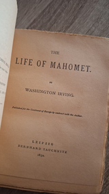 Irving Washington - The life of Mohamet (in one volume / ed. 1850) εξώφυλλο βιβλίου 2