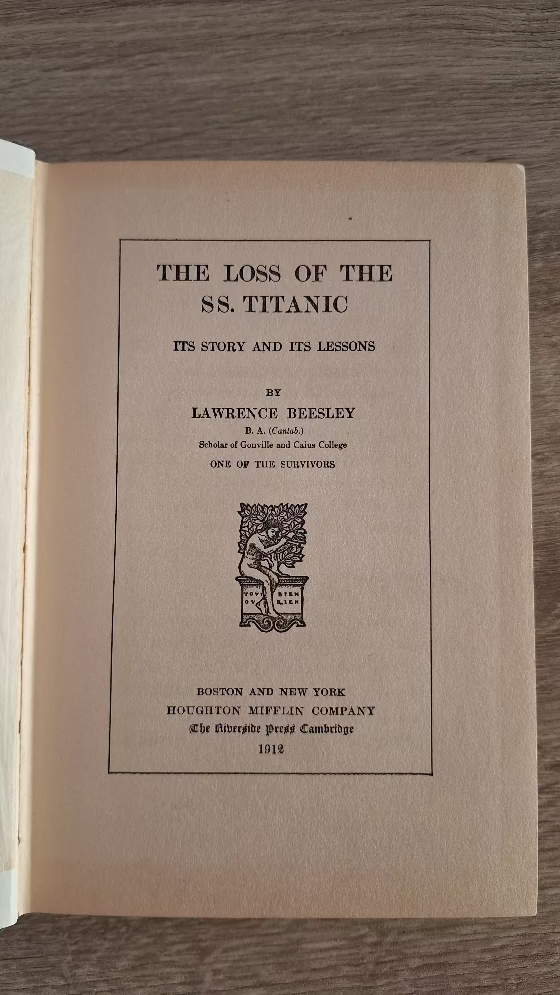 Lawrence Beesley - The loss of the SS. Titanic: Its story and its lessons (first edition, 1912) - εξώφυλλο βιβλίου 4