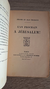 Jérome et Jean Tharaud - L' An prochain à Jerusalem! (première édition, 1924) - εξώφυλλο βιβλίου 2