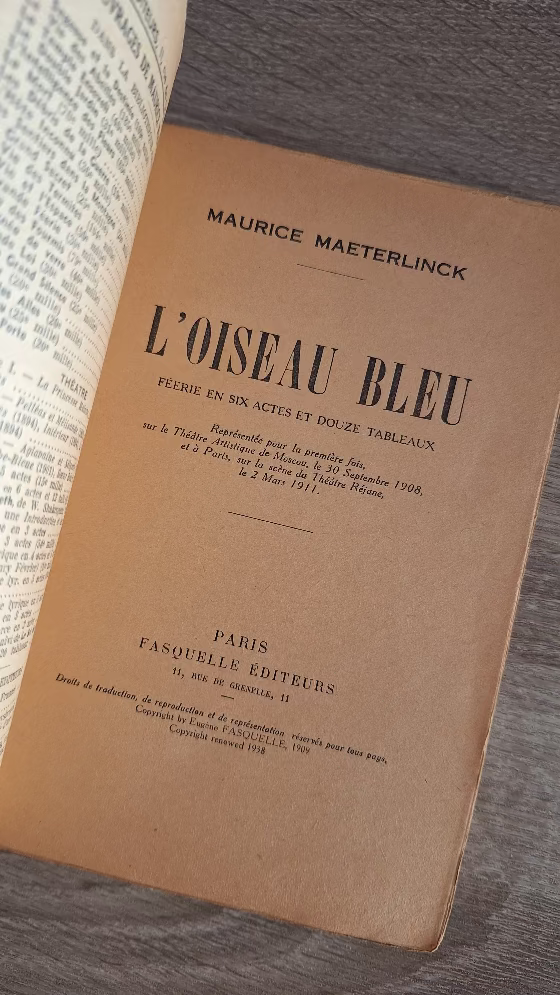 Maurice Maeterlinck - L'oiseau bleu: Féerie en six actes et douze tableaux (première édition, 1939) - εξώφυλλο βιβλίου 3