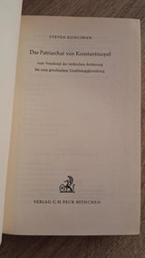 Steven Runciman - Das Patriarchat von Konstantinopel - εξώφυλλο βιβλίου 2